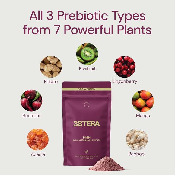 38TERA DMN Daily Microbiome Nutrition 6 oz Prebiotic Plant Fiber Powder Berry - Picture 4 of 7